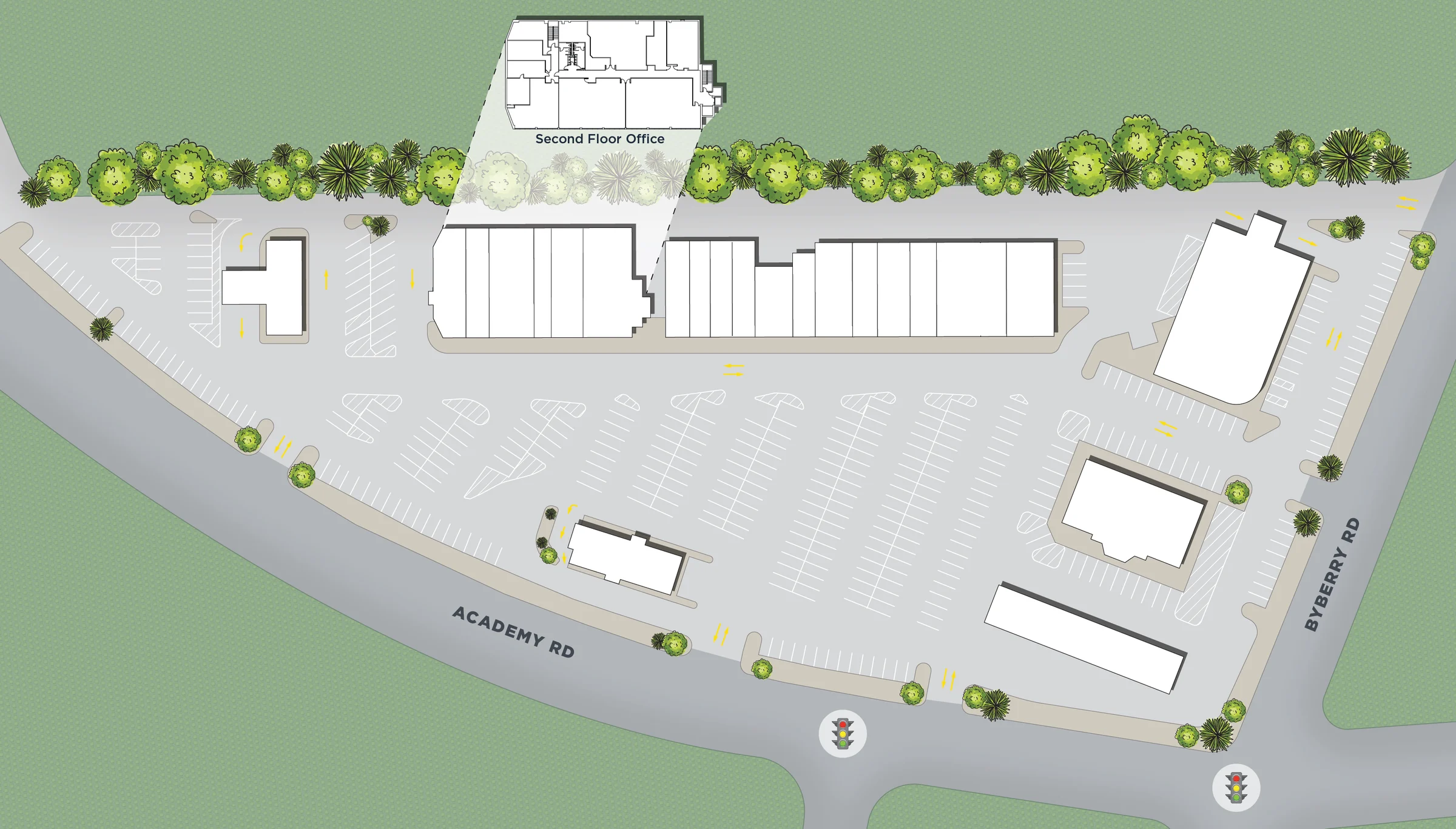 Site plan of Parkwood Shopping Center at Academy Rd and Byberry Rd