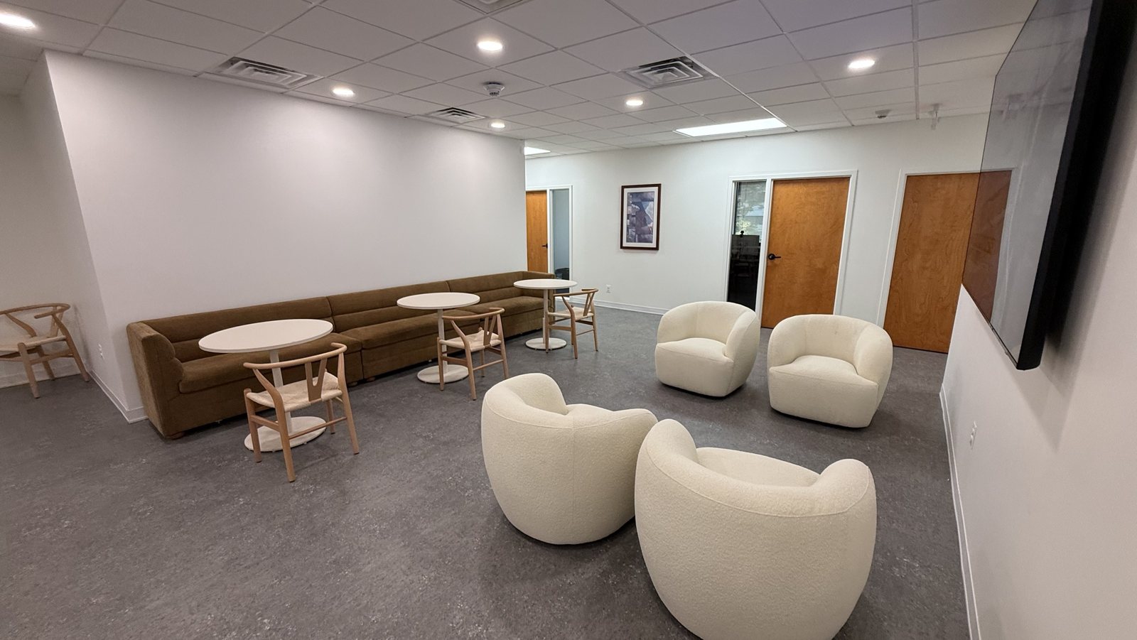 The renovated lounge at The Office Works